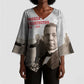 Booker T. Washington Kimono Sleeve Blouse Halftone Portrait Design Tilling a Field Quote Historical Civil Rights Tribute - African Pride
