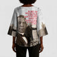 Booker T. Washington Kimono Sleeve Blouse Halftone Portrait Design Tilling a Field Quote Historical Civil Rights Tribute - African Pride