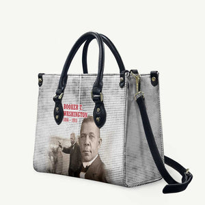 Booker T. Washington Leather Bag Halftone Portrait Design Tilling a Field Quote Historical Civil Rights Tribute - African Pride