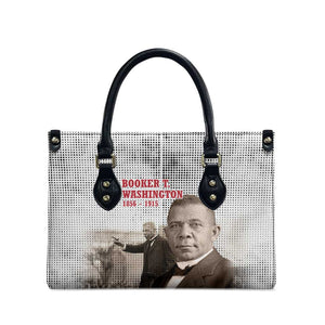 Booker T. Washington Leather Bag Halftone Portrait Design Tilling a Field Quote Historical Civil Rights Tribute - African Pride