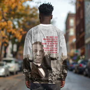 Booker T. Washington Long Sleeve Shirt Halftone Portrait Design Tilling a Field Quote Historical Civil Rights Tribute - African Pride