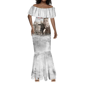 Booker T. Washington Mermaid Dress Halftone Portrait Design Tilling a Field Quote Historical Civil Rights Tribute TS04