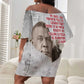 Booker T. Washington Off Shoulder Short Dress Halftone Portrait Design Tilling a Field Quote Historical Civil Rights Tribute - African Pride