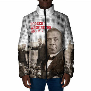 Booker T. Washington Padded Jacket Halftone Portrait Design Tilling a Field Quote Historical Civil Rights Tribute - African Pride