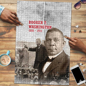Booker T. Washington Puzzle Halftone Portrait Design Tilling a Field Quote Historical Civil Rights Tribute - African Pride