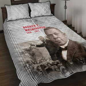 Booker T. Washington Quilt Bed Set Halftone Portrait Design Tilling a Field Quote Historical Civil Rights Tribute - African Pride