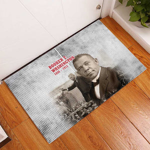 Booker T. Washington Rubber Doormat Halftone Portrait Design Tilling a Field Quote Historical Civil Rights Tribute - African Pride