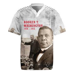 Booker T. Washington Rugby Jersey Halftone Portrait Design Tilling a Field Quote Historical Civil Rights Tribute TS04