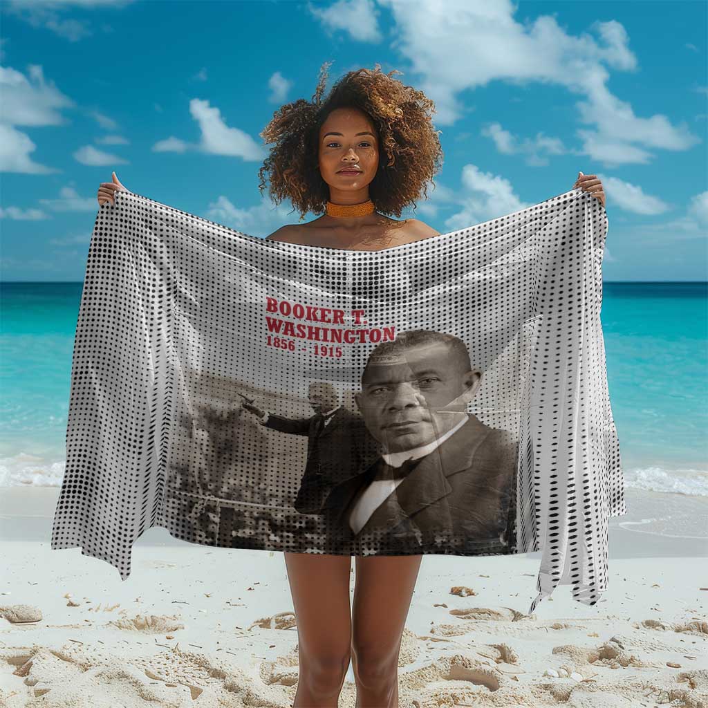 Booker T. Washington Sarong Halftone Portrait Design Tilling a Field Quote Historical Civil Rights Tribute - African Pride