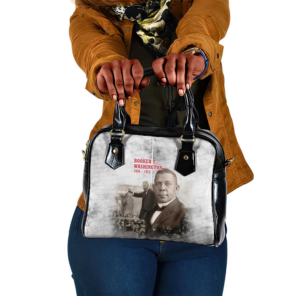Booker T. Washington Shoulder Handbag Halftone Portrait Design Tilling a Field Quote Historical Civil Rights Tribute - African Pride