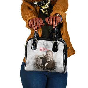 Booker T. Washington Shoulder Handbag Halftone Portrait Design Tilling a Field Quote Historical Civil Rights Tribute - African Pride