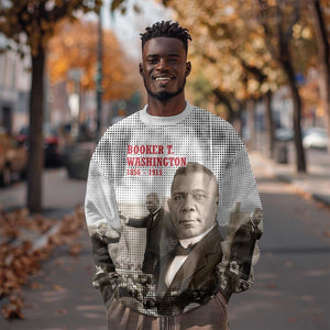 Booker T. Washington Sweatshirt Halftone Portrait Design Tilling a Field Quote Historical Civil Rights Tribute - African Pride