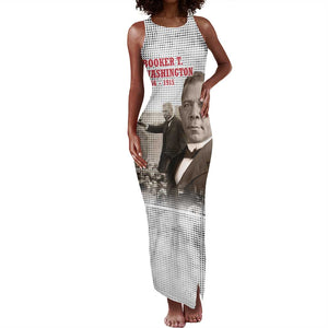 Booker T. Washington Tank Maxi Dress Halftone Portrait Design Tilling a Field Quote Historical Civil Rights Tribute - African Pride
