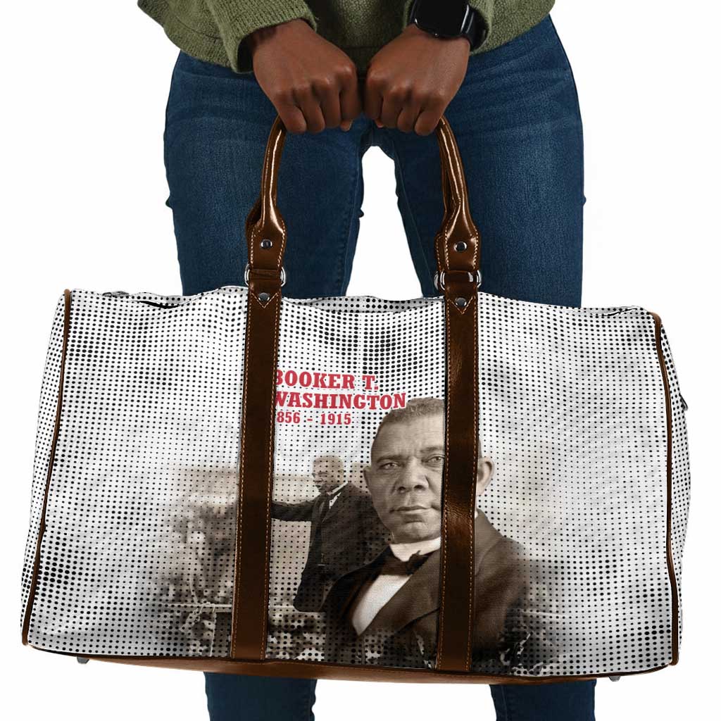 Booker T. Washington Travel Bag Halftone Portrait Design Tilling a Field Quote Historical Civil Rights Tribute - African Pride