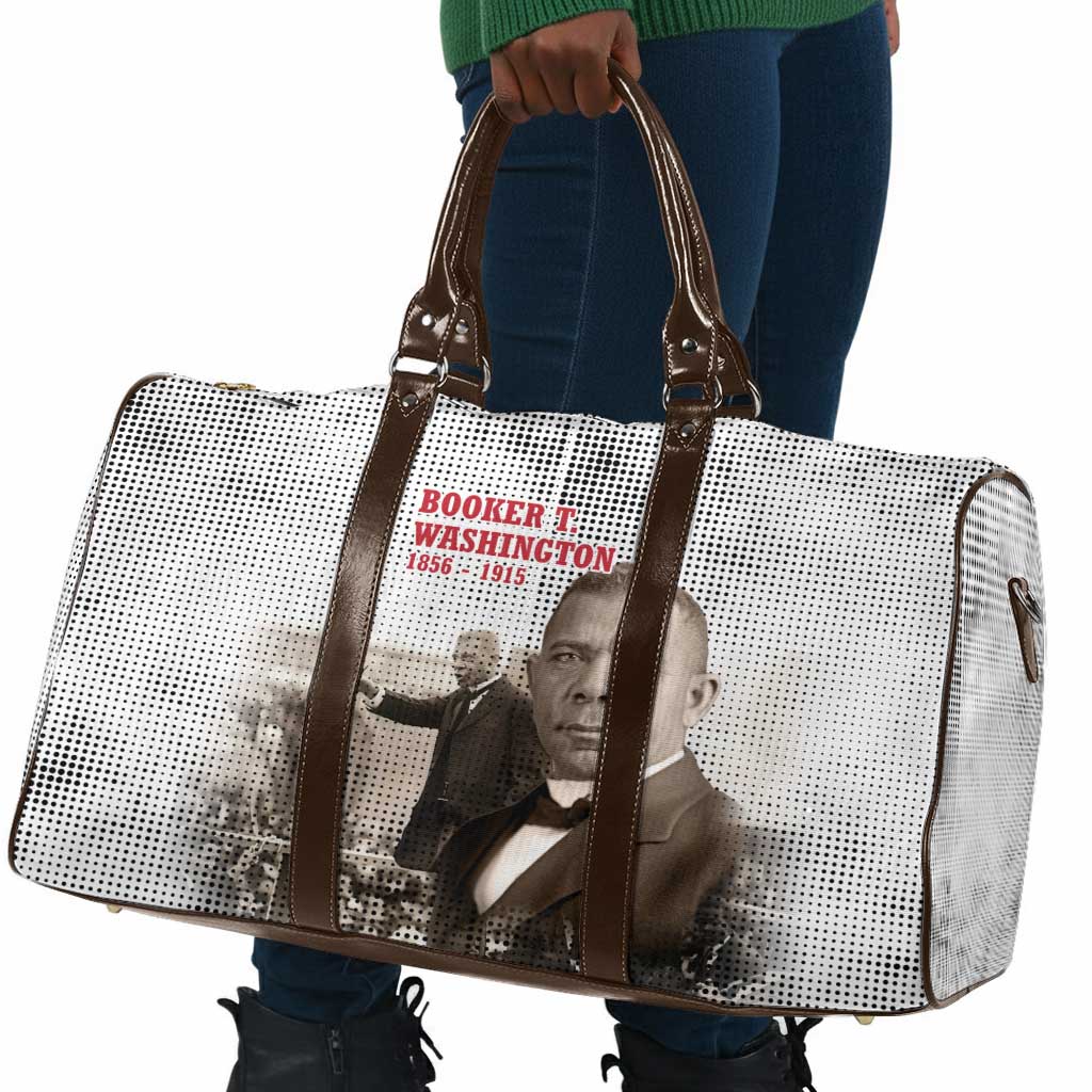Booker T. Washington Travel Bag Halftone Portrait Design Tilling a Field Quote Historical Civil Rights Tribute - African Pride