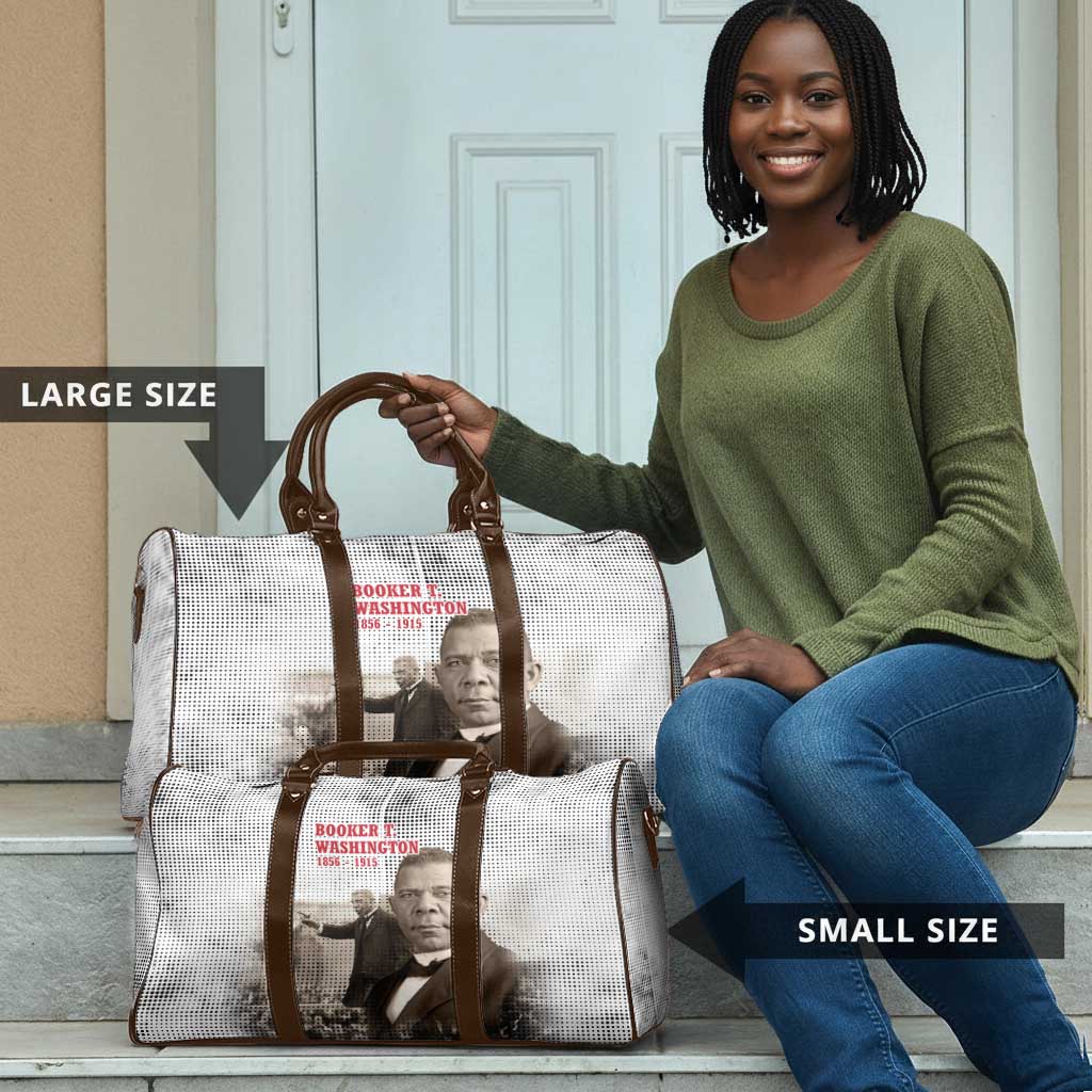Booker T. Washington Travel Bag Halftone Portrait Design Tilling a Field Quote Historical Civil Rights Tribute - African Pride