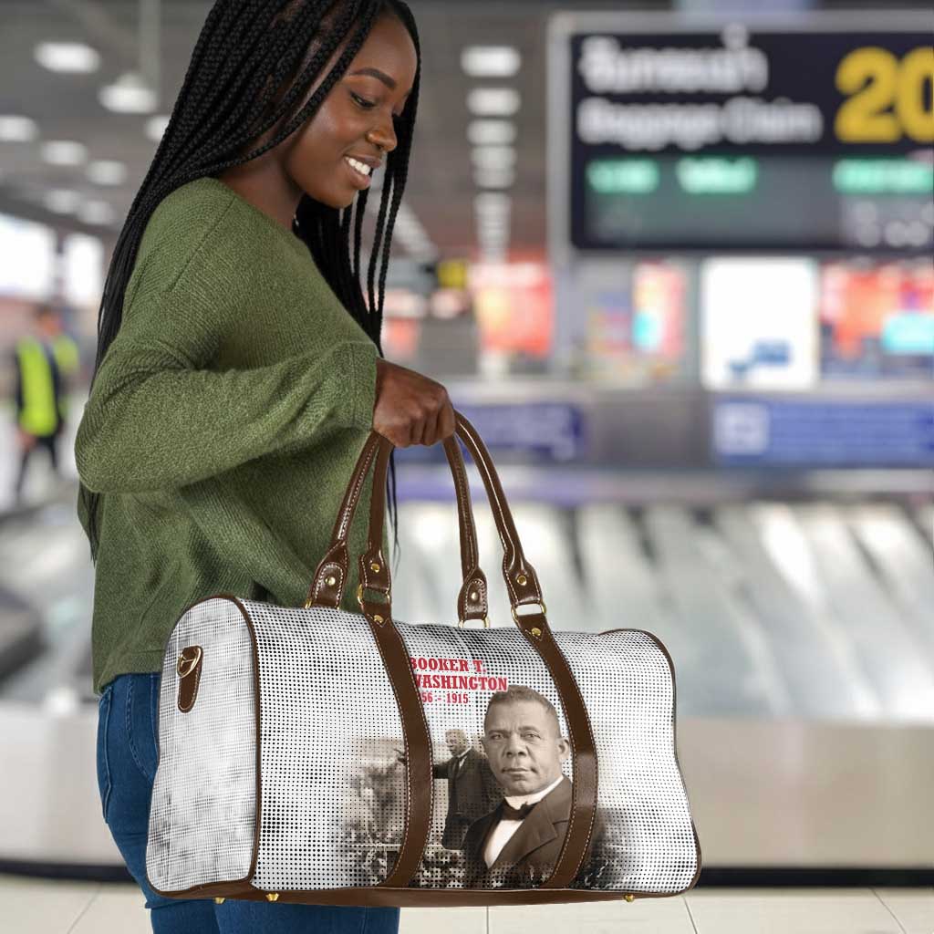Booker T. Washington Travel Bag Halftone Portrait Design Tilling a Field Quote Historical Civil Rights Tribute - African Pride