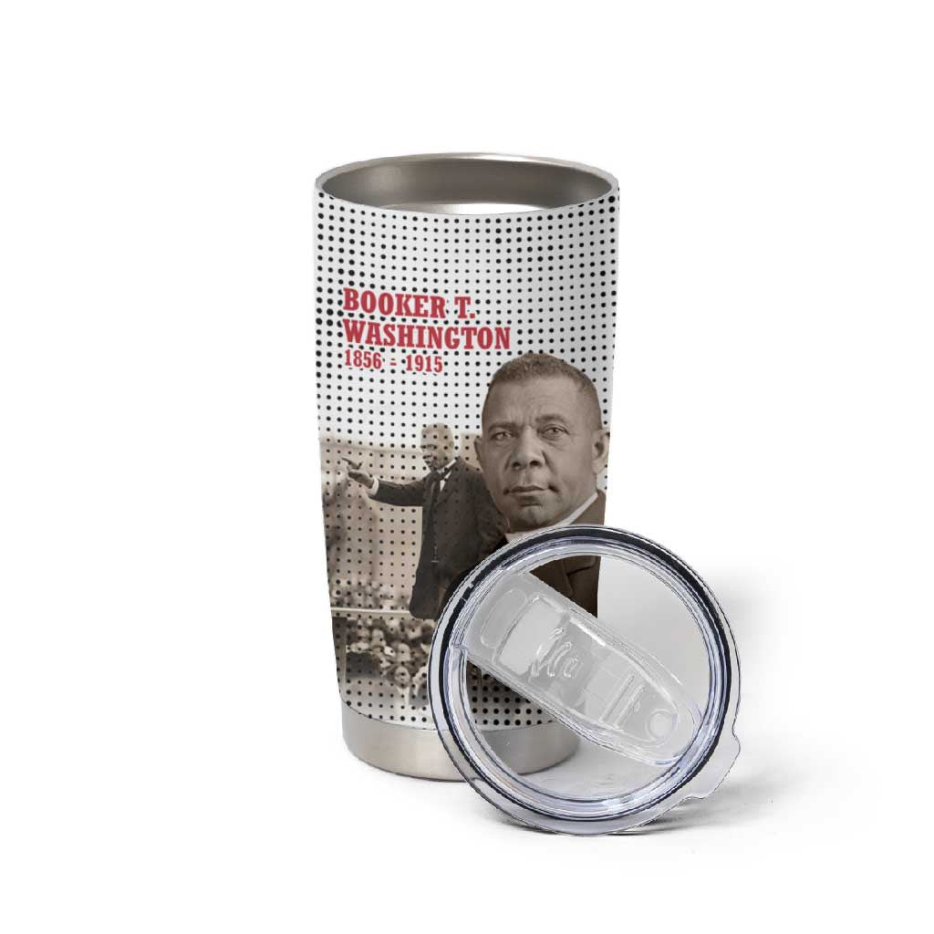 Booker T. Washington Tumbler Cup Halftone Portrait Design Tilling a Field Quote Historical Civil Rights Tribute - African Pride