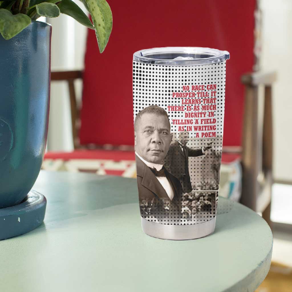 Booker T. Washington Tumbler Cup Halftone Portrait Design Tilling a Field Quote Historical Civil Rights Tribute - African Pride