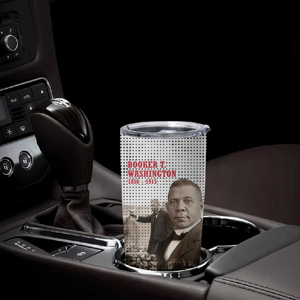 Booker T. Washington Tumbler Cup Halftone Portrait Design Tilling a Field Quote Historical Civil Rights Tribute - African Pride