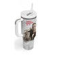 Booker T. Washington Tumbler With Handle Halftone Portrait Design Tilling a Field Quote Historical Civil Rights Tribute - African Pride