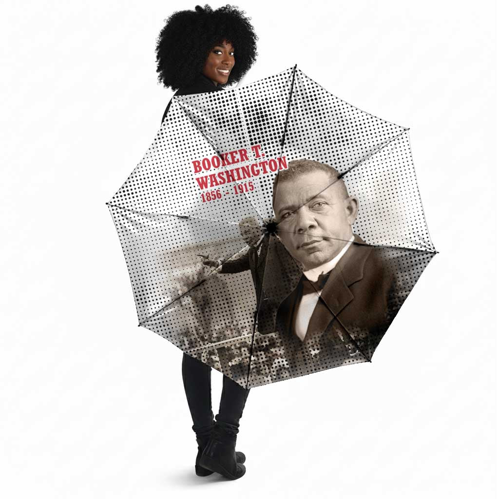 Booker T. Washington Umbrella Halftone Portrait Design Tilling a Field Quote Historical Civil Rights Tribute - African Pride