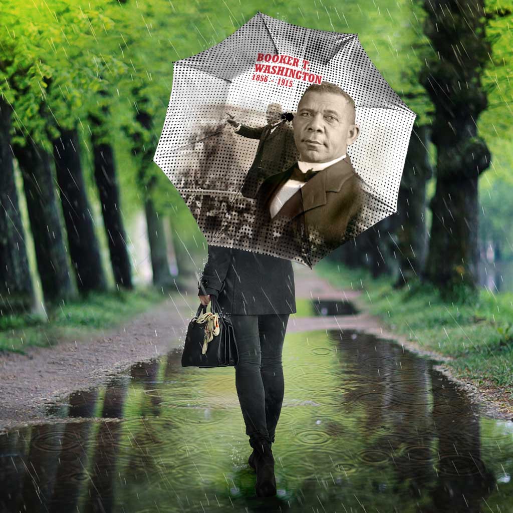 Booker T. Washington Umbrella Halftone Portrait Design Tilling a Field Quote Historical Civil Rights Tribute - African Pride