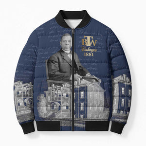 Booker T. Washington Bomber Puffer Jacket Tuskegee Institute Design Educational Legacy 1881 Historic Tribute - African Pride