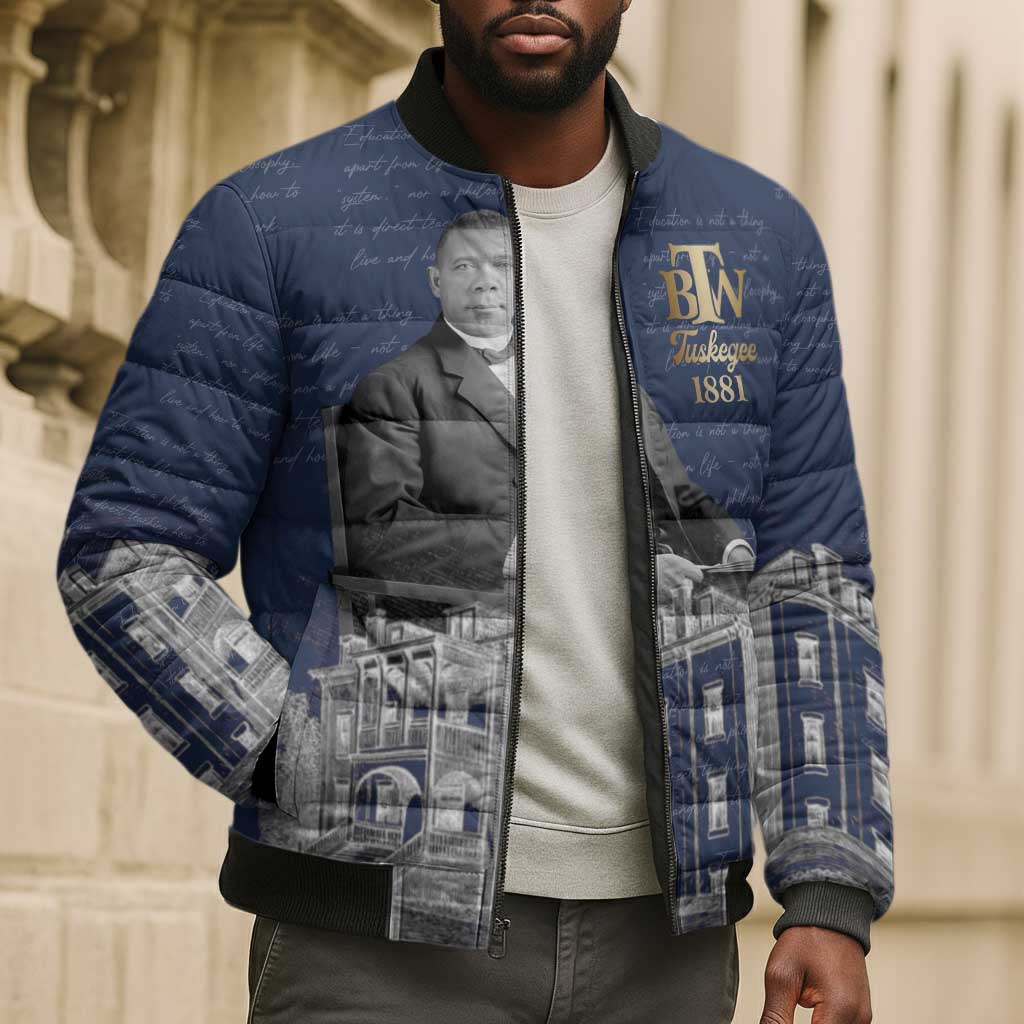 Booker T. Washington Bomber Puffer Jacket Tuskegee Institute Design Educational Legacy 1881 Historic Tribute - African Pride