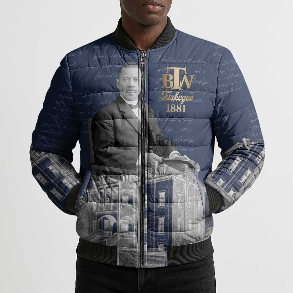 Booker T. Washington Bomber Puffer Jacket Tuskegee Institute Design Educational Legacy 1881 Historic Tribute - African Pride