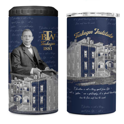 Booker T. Washington 4 in 1 Can Cooler Tumbler Tuskegee Institute Design Educational Legacy 1881 Historic Tribute - African Pride