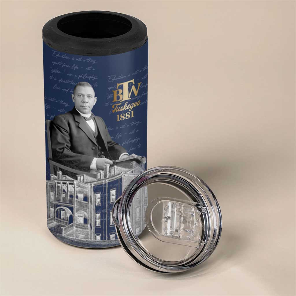 Booker T. Washington 4 in 1 Can Cooler Tumbler Tuskegee Institute Design Educational Legacy 1881 Historic Tribute - African Pride
