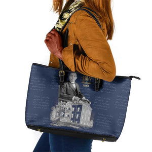 Booker T. Washington Leather Tote Bag Tuskegee Institute Design Educational Legacy 1881 Historic Tribute - African Pride