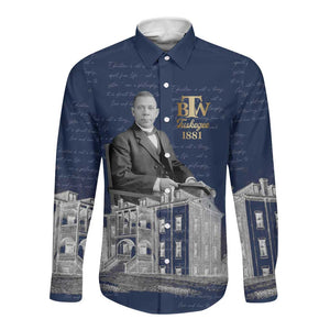 Booker T. Washington Long Sleeve Button Shirt Tuskegee Institute Design Educational Legacy 1881 Historic Tribute - African Pride