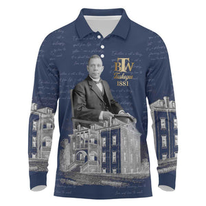 Booker T. Washington Long Sleeve Polo Shirt Tuskegee Institute Design Educational Legacy 1881 Historic Tribute - African Pride