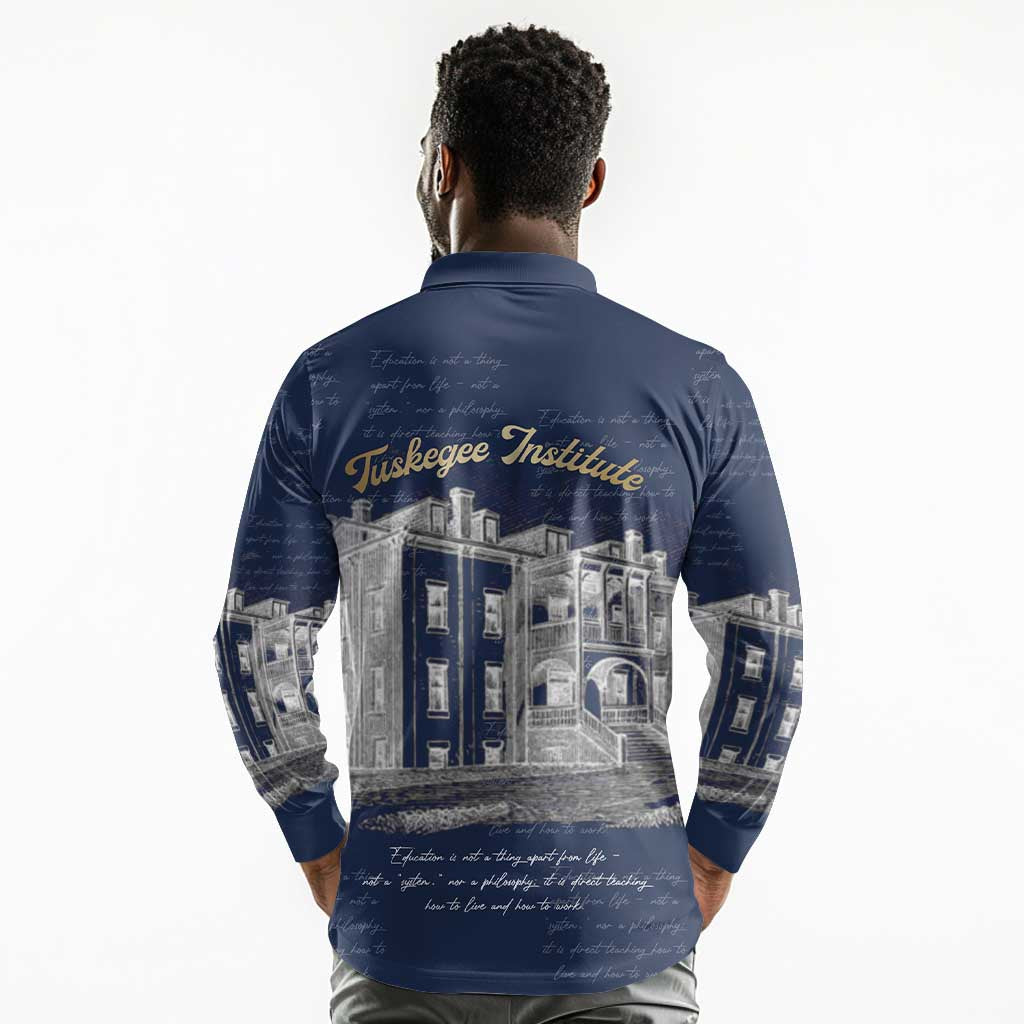 Booker T. Washington Long Sleeve Polo Shirt Tuskegee Institute Design Educational Legacy 1881 Historic Tribute - African Pride