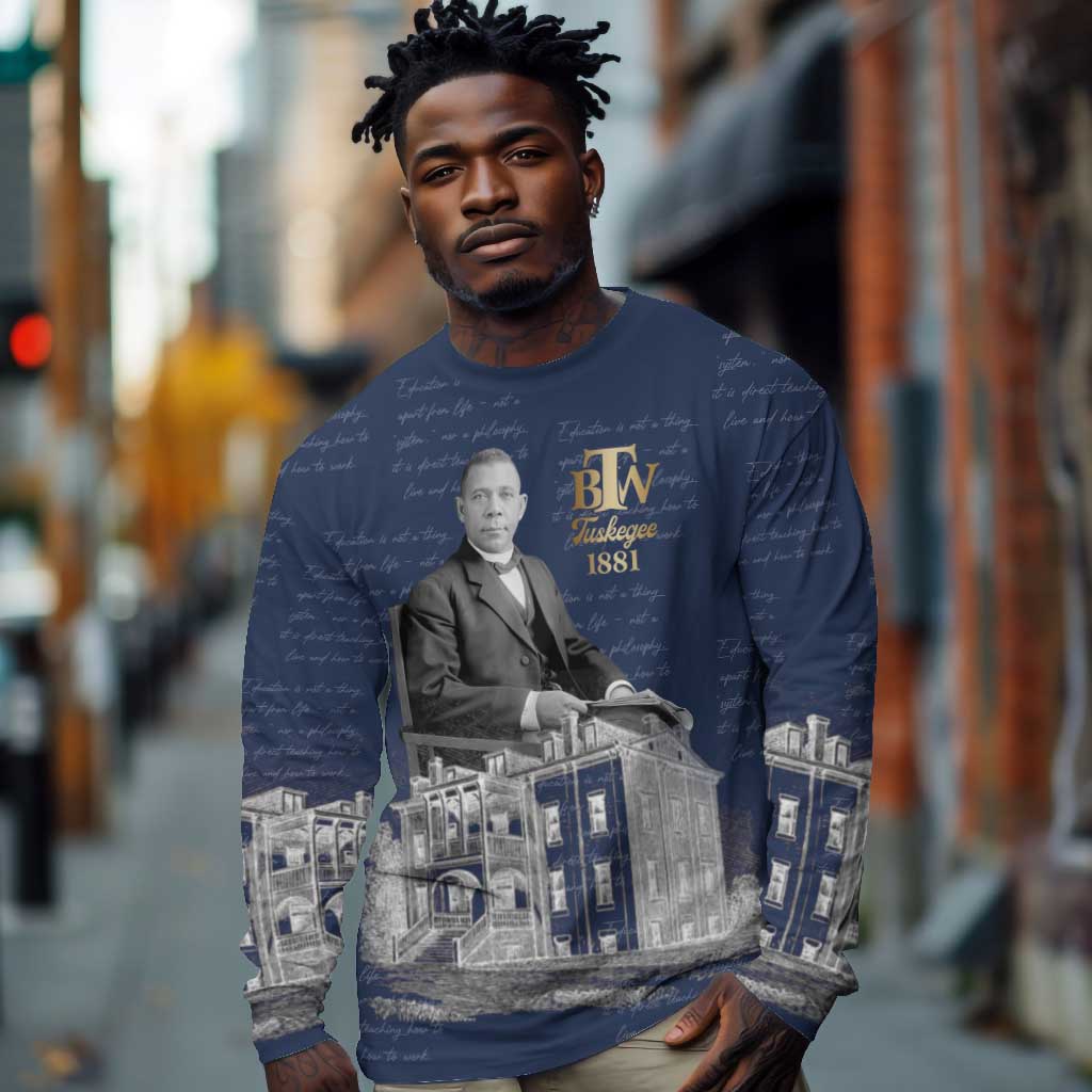 Booker T. Washington Long Sleeve Shirt Tuskegee Institute Design Educational Legacy 1881 Historic Tribute - African Pride