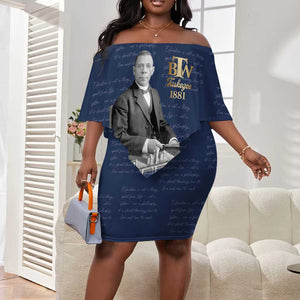 Booker T. Washington Off Shoulder Short Dress Tuskegee Institute Design Educational Legacy 1881 Historic Tribute - African Pride