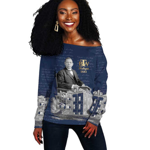 Booker T. Washington Off Shoulder Sweater Tuskegee Institute Design Educational Legacy 1881 Historic Tribute - African Pride