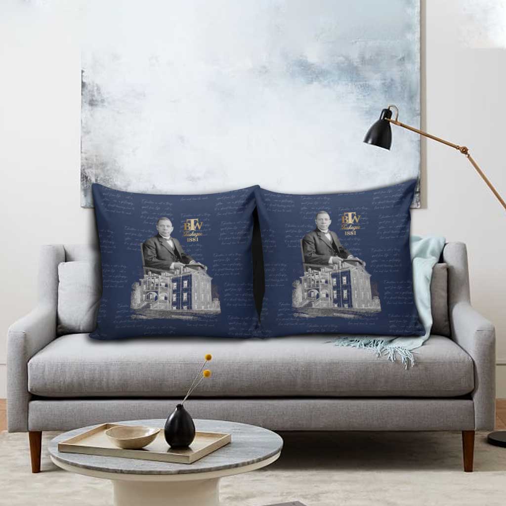 Booker T. Washington Pillow Cover Tuskegee Institute Design Educational Legacy 1881 Historic Tribute - African Pride