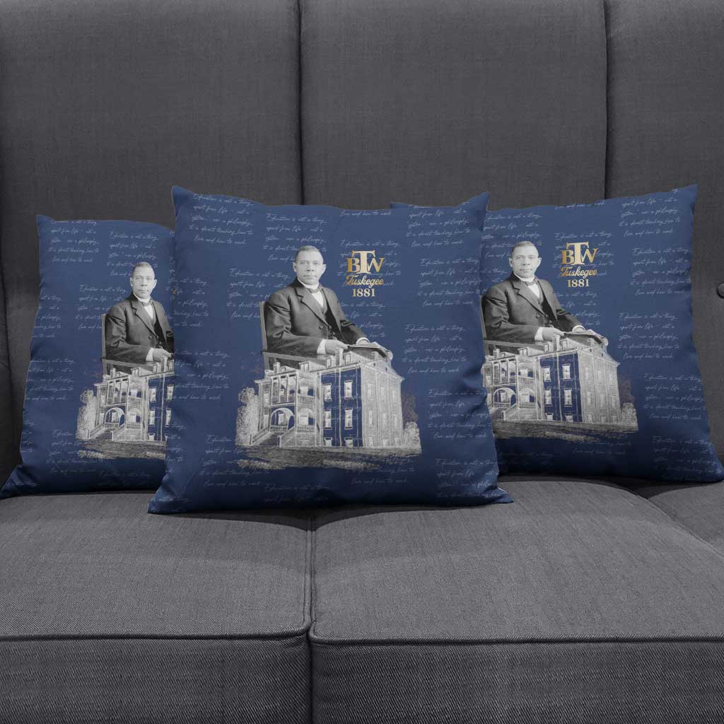 Booker T. Washington Pillow Cover Tuskegee Institute Design Educational Legacy 1881 Historic Tribute - African Pride