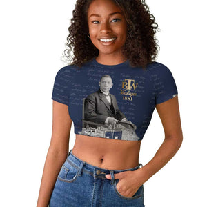 Booker T. Washington Raglan Cropped T shirt Tuskegee Institute Design Educational Legacy 1881 Historic Tribute TS04