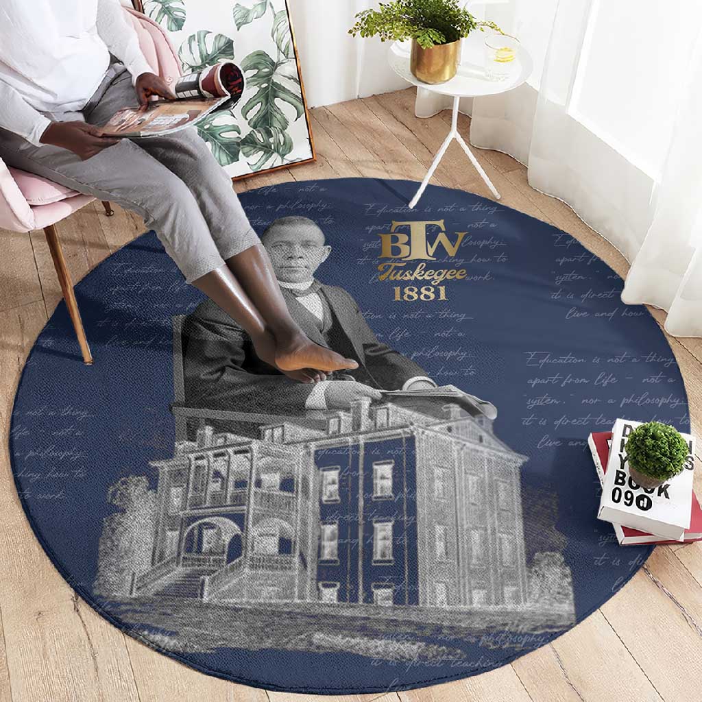 Booker T. Washington Round Carpet Tuskegee Institute Design Educational Legacy 1881 Historic Tribute - African Pride