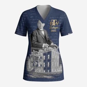 Booker T. Washington Scrub Top Tuskegee Institute Design Educational Legacy 1881 Historic Tribute - African Pride