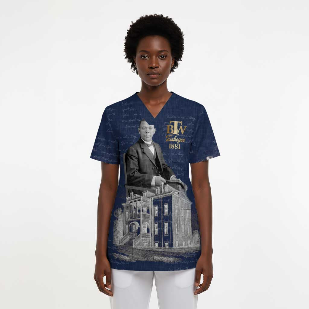 Booker T. Washington Scrub Top Tuskegee Institute Design Educational Legacy 1881 Historic Tribute - African Pride