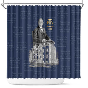 Booker T. Washington Shower Curtain Tuskegee Institute Design Educational Legacy 1881 Historic Tribute - African Pride