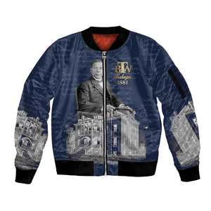 Booker T. Washington Sleeve Zip Bomber Jacket Tuskegee Institute Design Educational Legacy 1881 Historic Tribute - African Pride