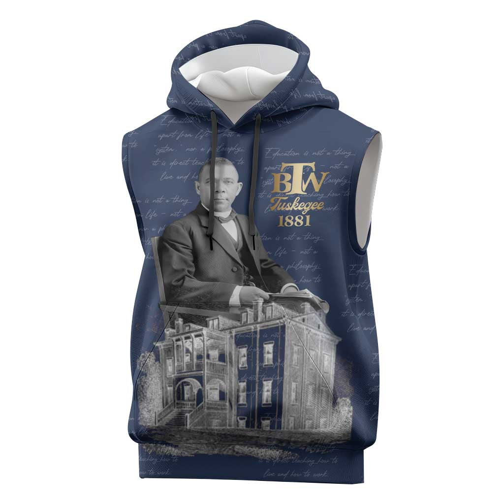 Booker T. Washington Sleeveless Hoodie Tuskegee Institute Design Educational Legacy 1881 Historic Tribute - African Pride