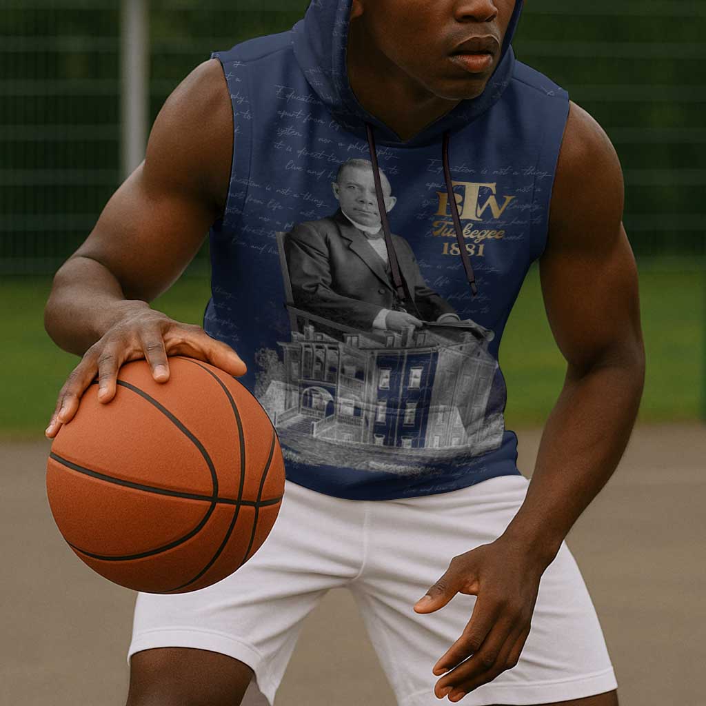 Booker T. Washington Sleeveless Hoodie Tuskegee Institute Design Educational Legacy 1881 Historic Tribute - African Pride