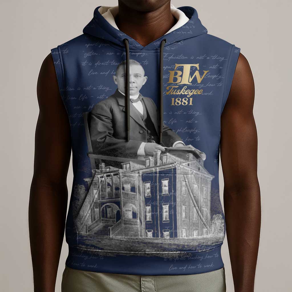 Booker T. Washington Sleeveless Hoodie Tuskegee Institute Design Educational Legacy 1881 Historic Tribute - African Pride